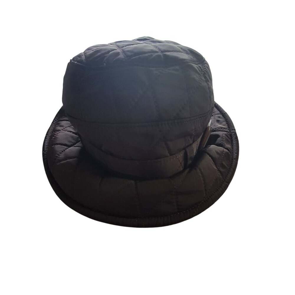 Talbots Womens Quilted Brown Bucket Hat Buckle Lightweight Stylish